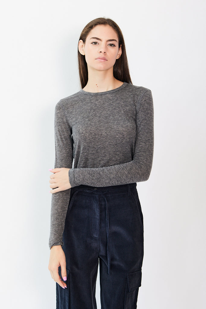 Mijeong Park - Wool Tencel Crew Neck Top - Heather Grey - Parc Shop