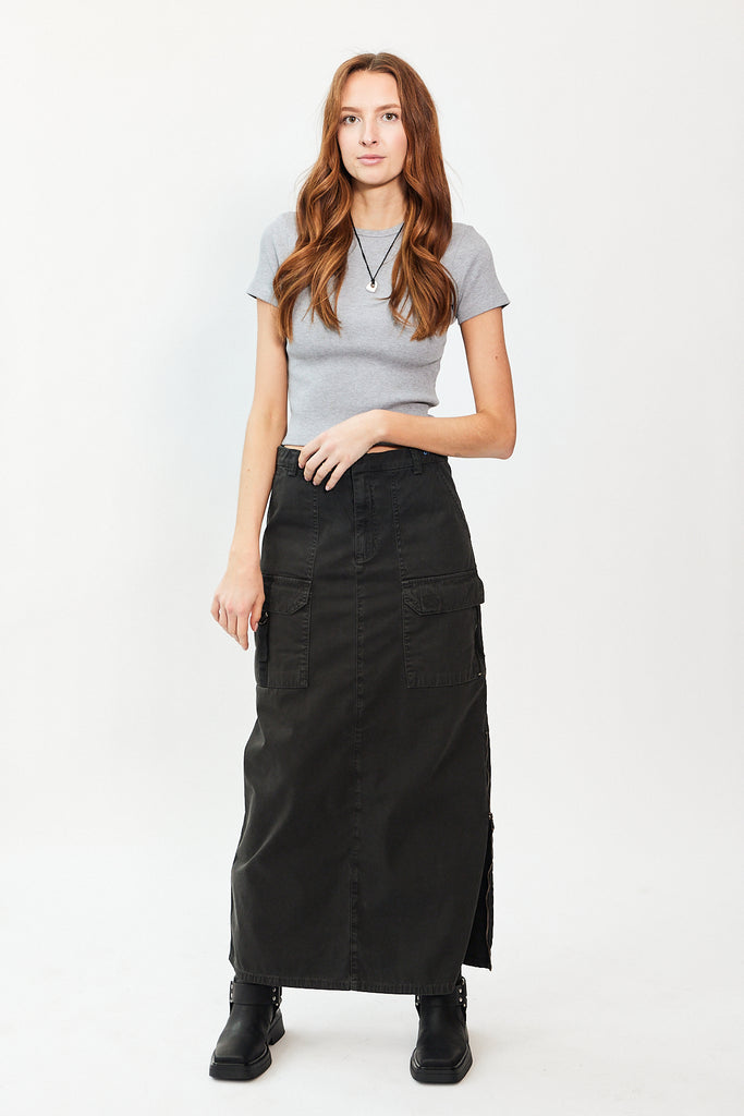 Oval Square Arrow Maxi Skirt in Black at Parc Shop