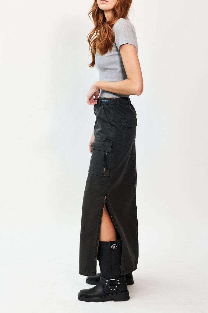 Oval Square Arrow Maxi Skirt in Black at Parc Shop