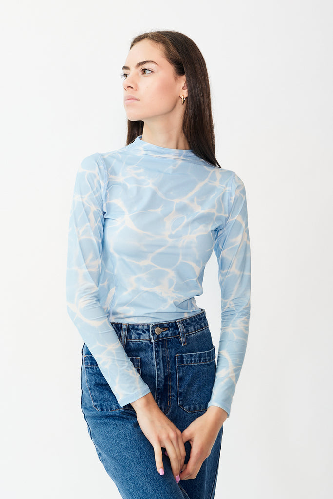 Oval Square - Skye Blouse -  Blue All Over Print - Parc Shop