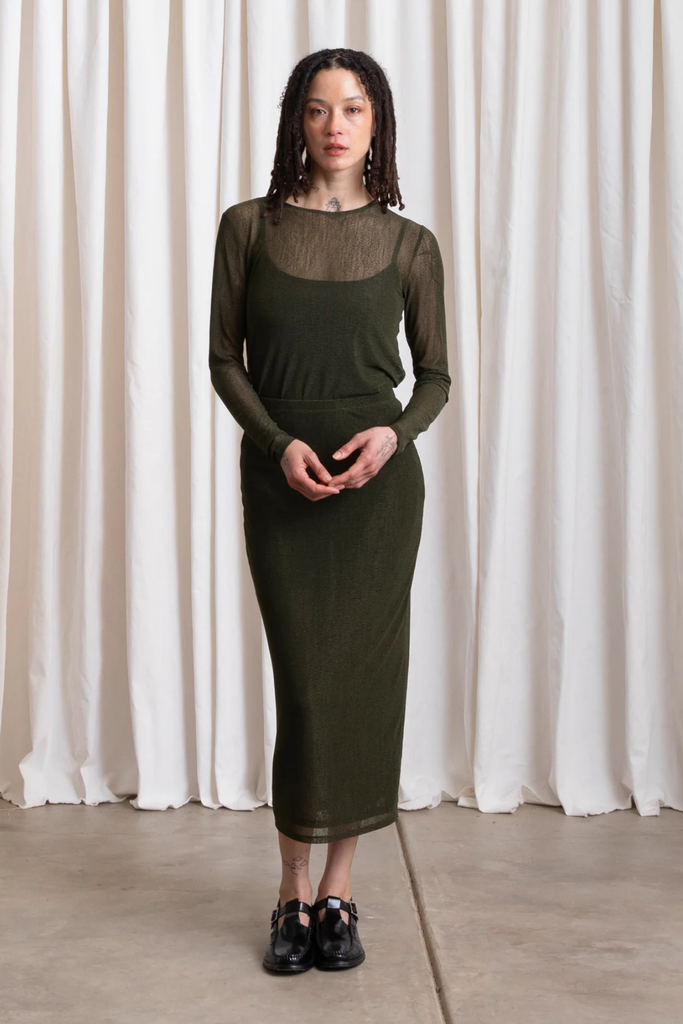 Ali Golden Mesh LS Top in Olive at Parc Shop | Minneapolis, MN