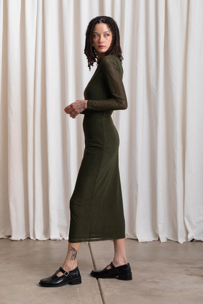 Ali Golden Mesh LS Top in Olive at Parc Shop | Minneapolis, MN