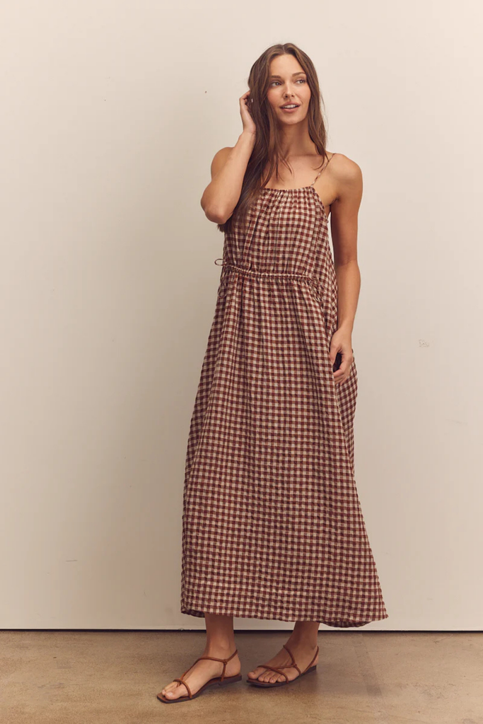 Amente Front Shirring Ankle Cami Dress in Brick. at Parc Shop | Minneapolis, MN
