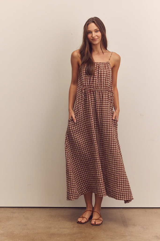 Amente Front Shirring Ankle Cami Dress in Brick. at Parc Shop | Minneapolis, MN