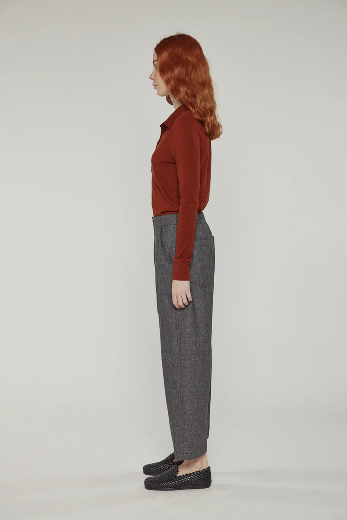 Amente Wool Blend Herringbone Pant in Black/ Grey at Parc Shop | Minneapolis, MN