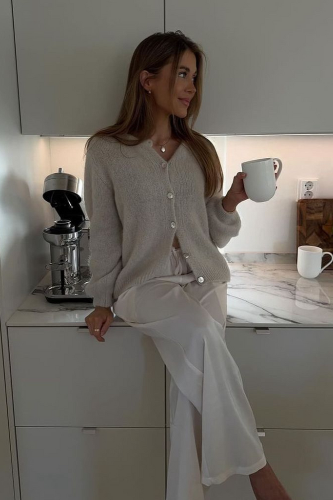 American Dreams Susan Alpaca Cardigan in Beige at Parc Shop | Minneapolis, MN