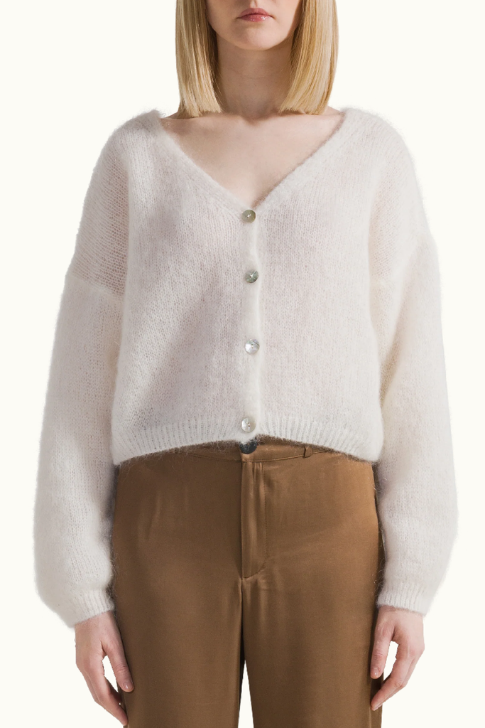 American Dreams Cornelia Cropped Cardigan in White at Parc Shop | Minneapolis, MN
