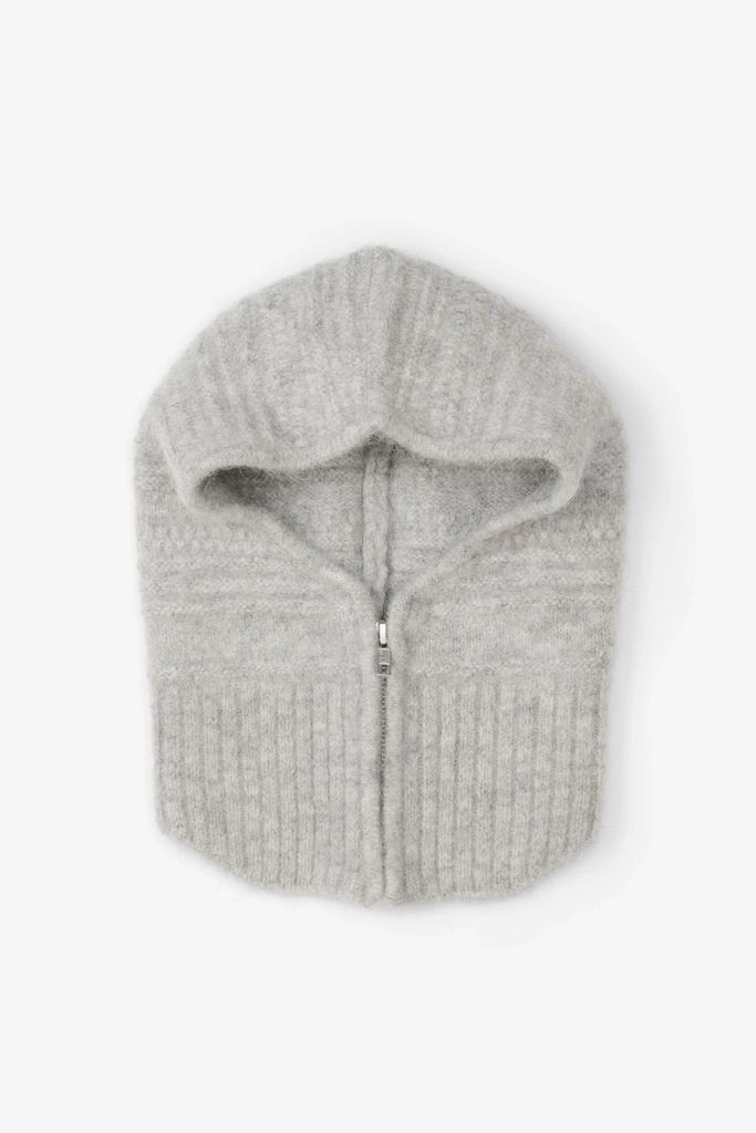 Arctic Fox Alpaca Balaclava with Zip in Blizzard Heather Grey at Parc Shop