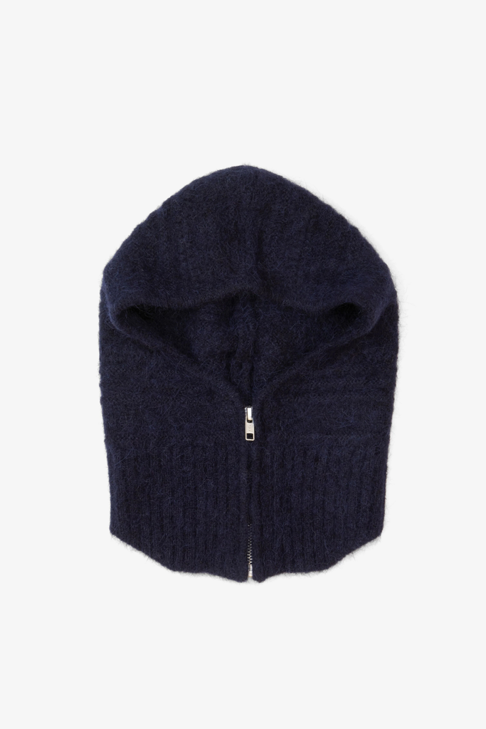 Arctic Fox Alpaca Balaclava with Zip in Deep Sea Navy Blue at Parc Shop 