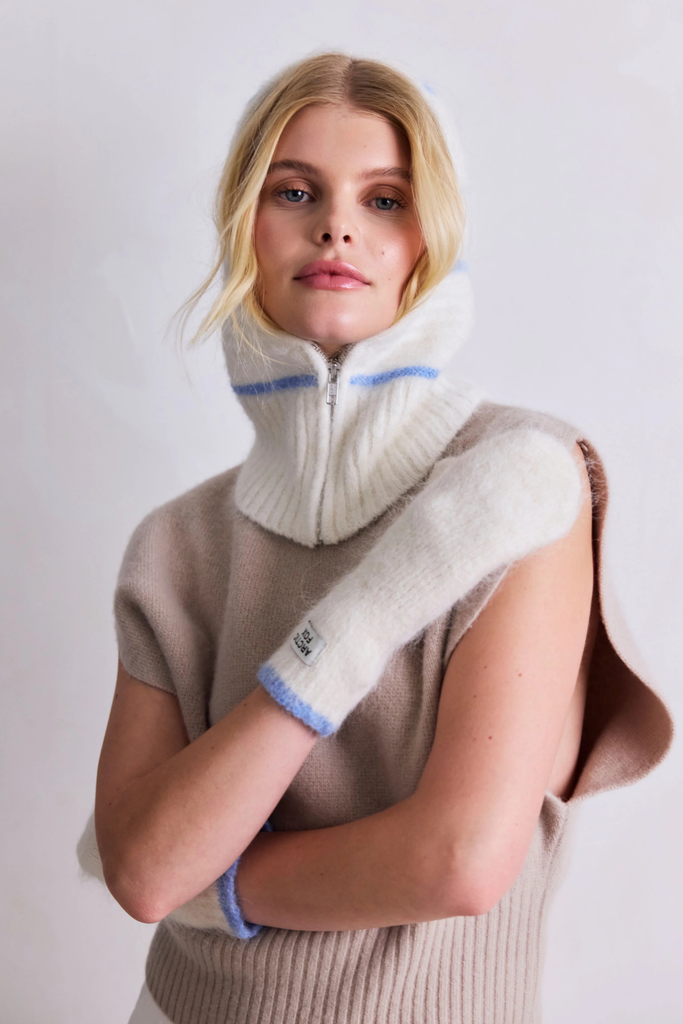 Arctic Fox Alpaca Mittens in Arctic White and Skey Blue at Parc Shop | Minneapolis, MN 