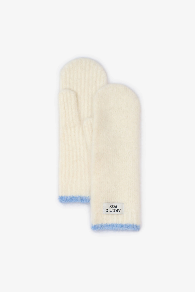 Arctic Fox Alpaca Mittens in Arctic White and Skey Blue at Parc Shop | Minneapolis, MN 