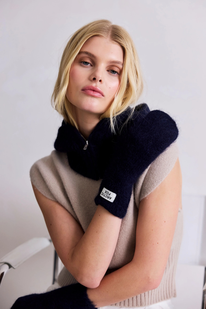 Arctic Fox Alpaca Mittens in Deep Sea Navy at Parc Shop | Minneapolis, MN 