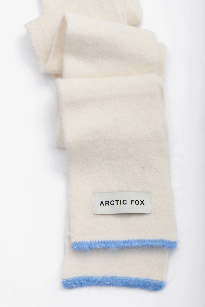 Arctic Fox Alpaca Skinny Scarf in Arctic White/Sky Blue at Parc Shop | Minneapolis, MN