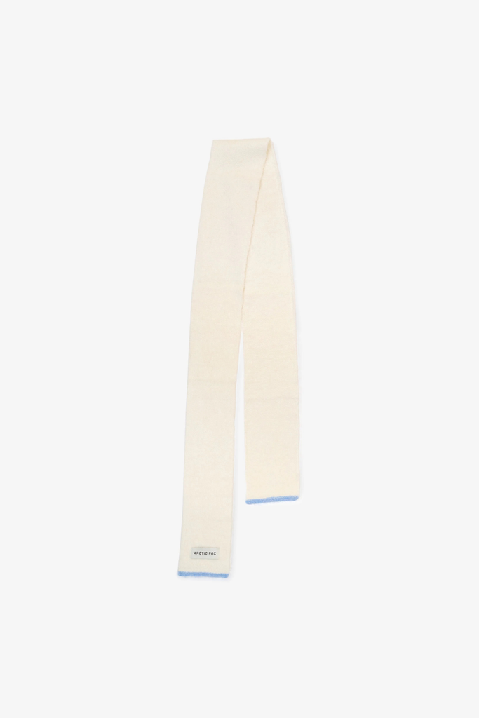 Arctic Fox Alpaca Skinny Scarf in Arctic White/Sky Blue at Parc Shop | Minneapolis, MN