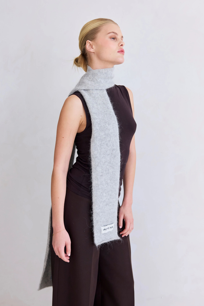 Arctic Fox Alpaca Skinny Scarf in Blizzard Grey at Parc Shop | Minneapolis, MN