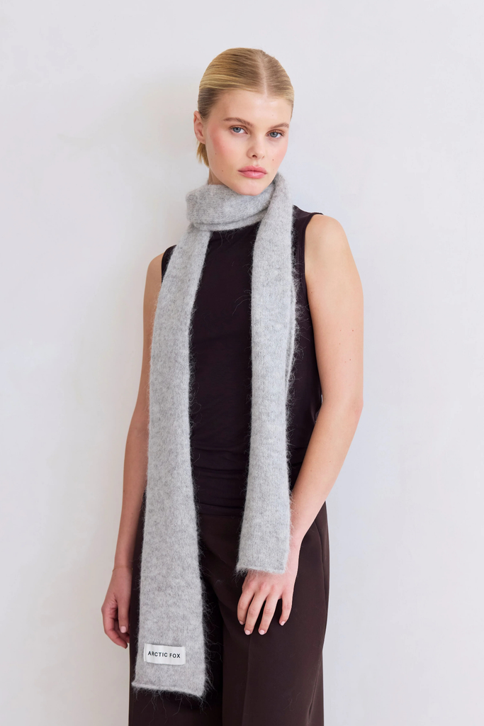 Arctic Fox Alpaca Skinny Scarf in Blizzard Grey at Parc Shop | Minneapolis, MN