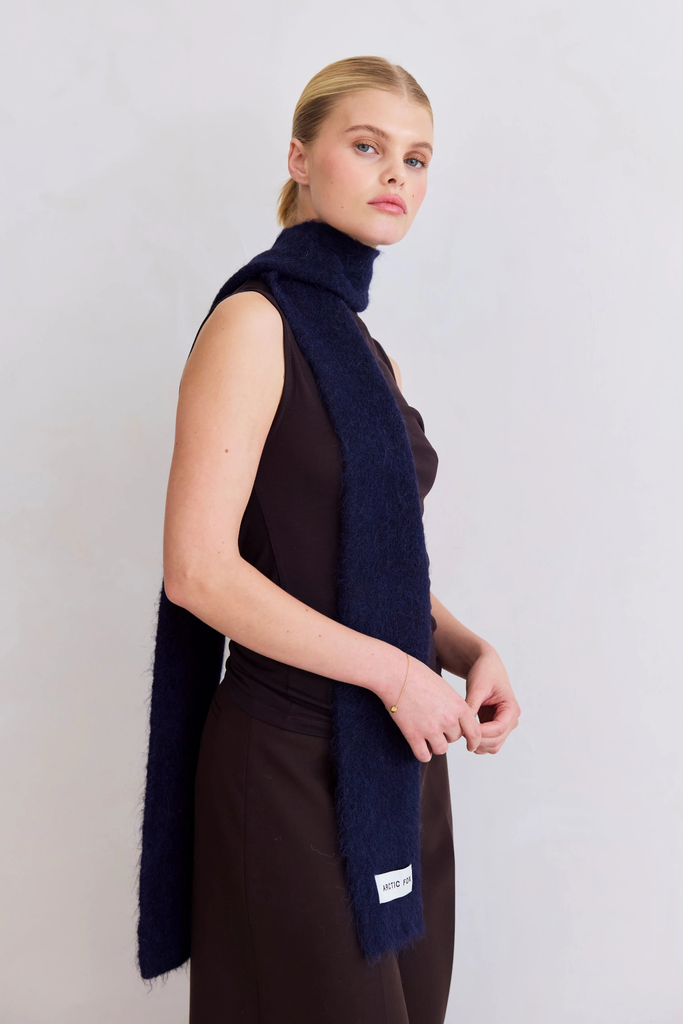 Arctic Fox Alpaca Skinny Scarf in Deep Sea Navy at Parc Shop |Minneapolis, MN 