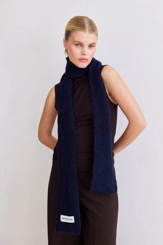 Arctic Fox Alpaca Skinny Scarf in Deep Sea Navy at Parc Shop |Minneapolis, MN 