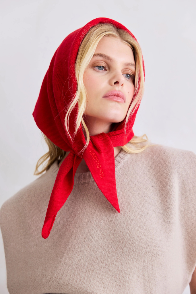 Arctic Fox Merino Wool Triangle Scarf in Flame Red at Parc Shop
