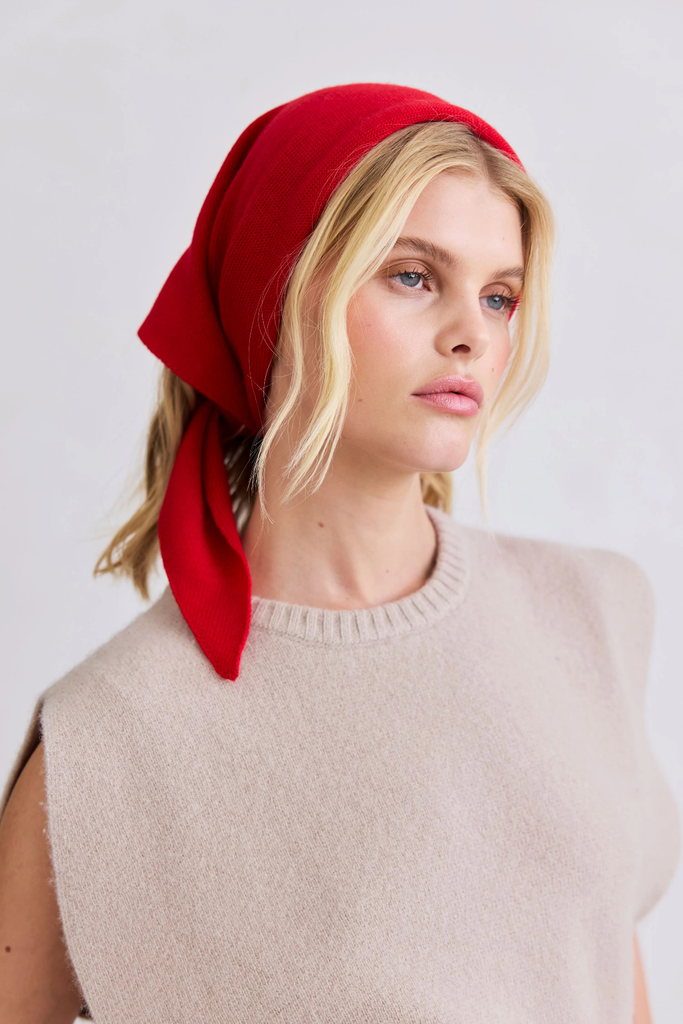 Arctic Fox Merino Wool Triangle Scarf in Flame Red at Parc Shop