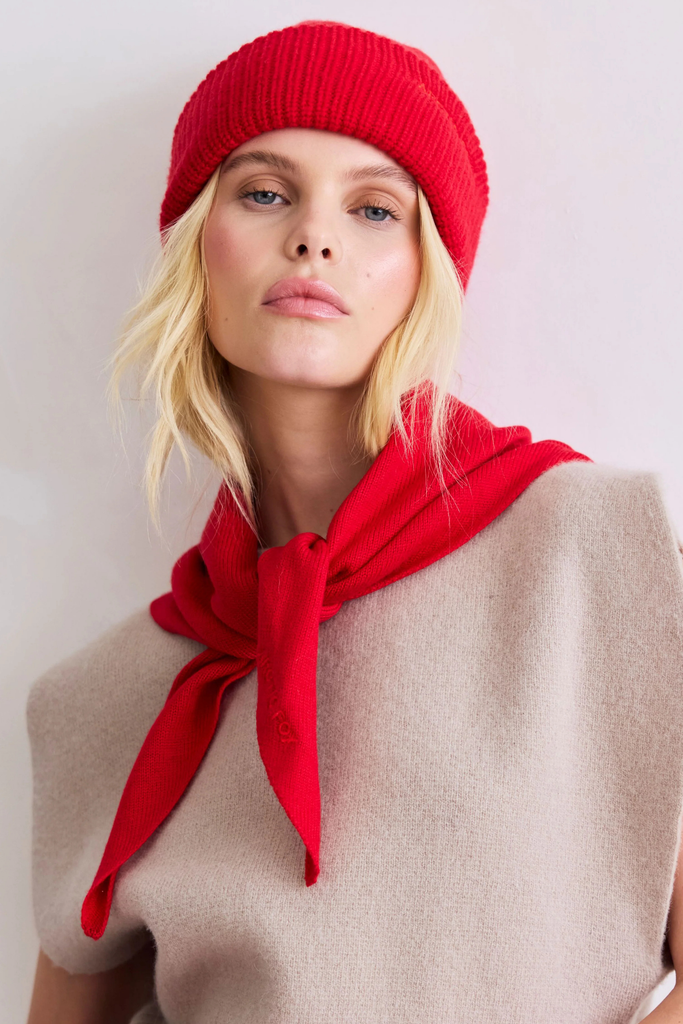 Arctic Fox Merino Wool Triangle Scarf in Flame Red at Parc Shop