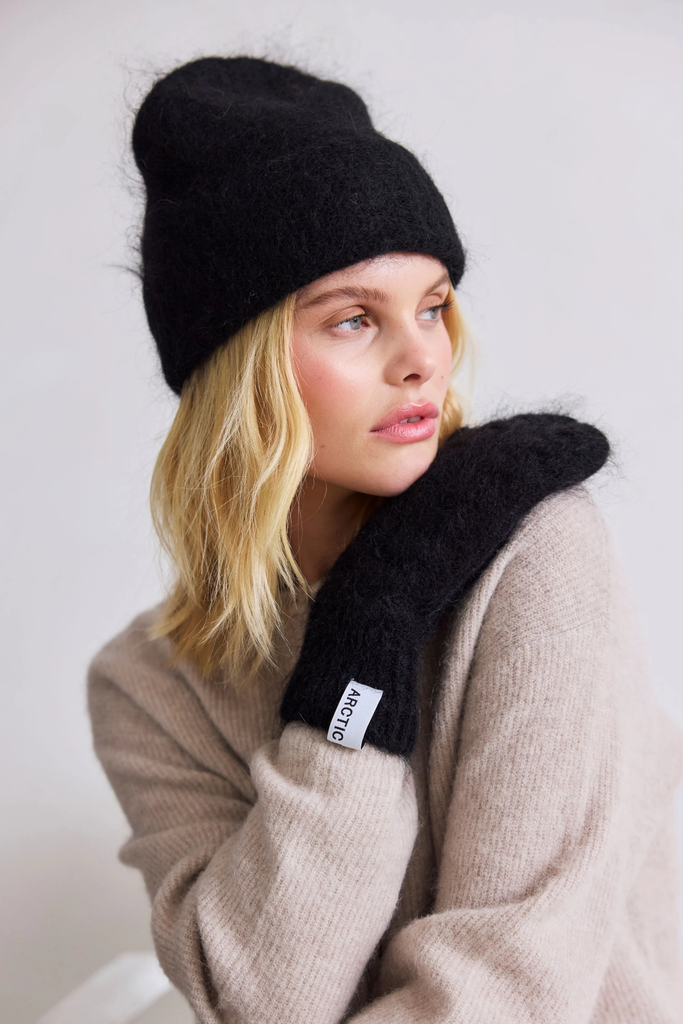 Arctic Fox Mohair Mittens in Black at Parc Shop | Minneapolis, MN