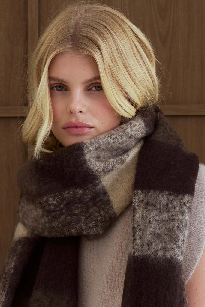 Arctic Fox Reykjavik Scarf in Brown Check at Parc Shop | Minneapolis, MN