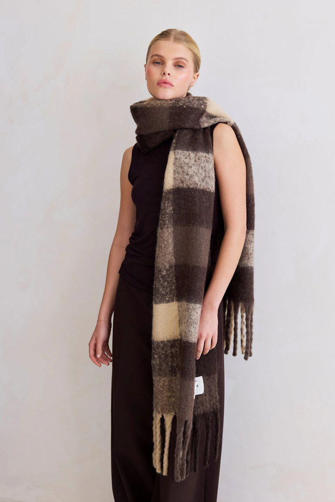 Arctic Fox Reykjavik Scarf in Brown Check at Parc Shop | Minneapolis, MN