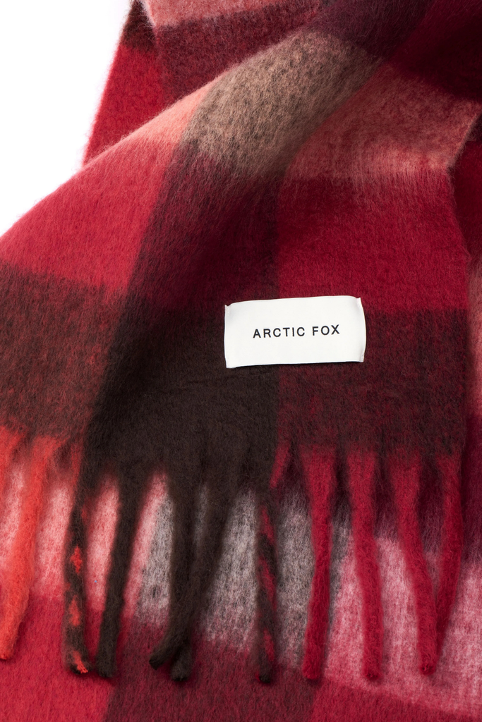 Arctic Fox Reykjavik Scarf in Recycled Burgundy Check at Parc Shop 