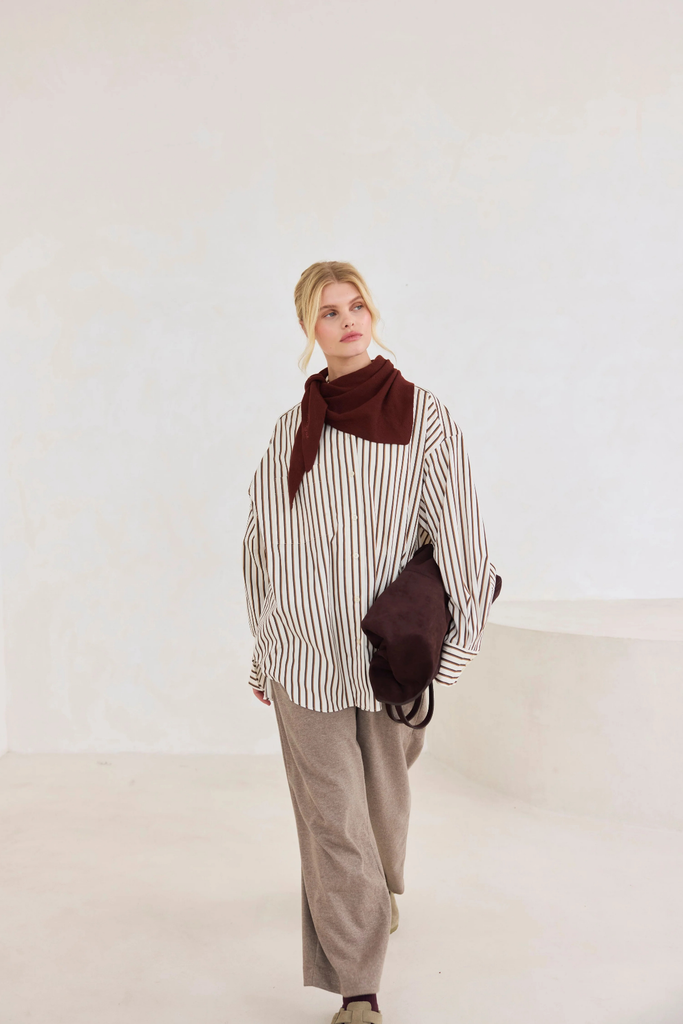 Arctic Fox Merino Wool Triangle Scarf or Shawl in Dark Walnut Brown at Parc Shop