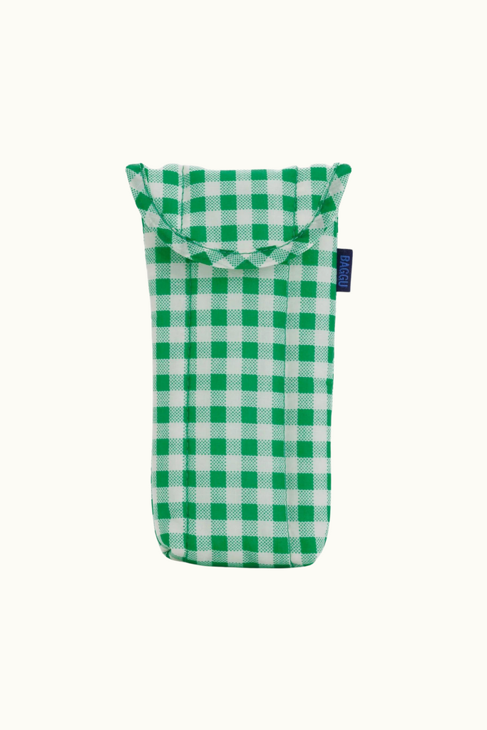 Baggu Puffy Glasses Sleeve in Green Gingham at Parc Shop
