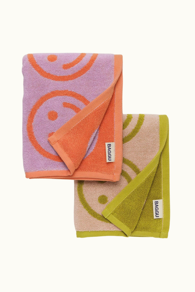Baggu Hand Towel Set at Happy Lilac Ochre at Parc Shop