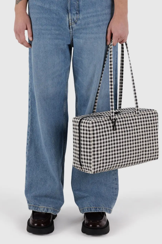 Baggu Medium Nylon Bowler Bag in Black & White Gingham at Parc Shop | Minneapolis, MN