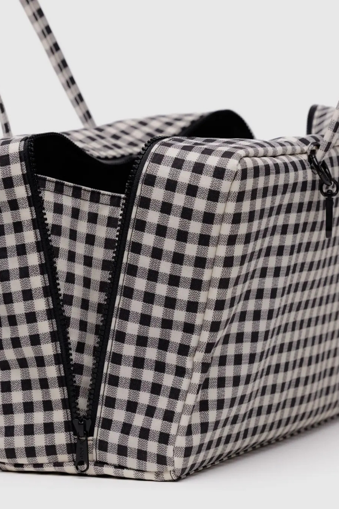 Black and white checkered bag on a white background
