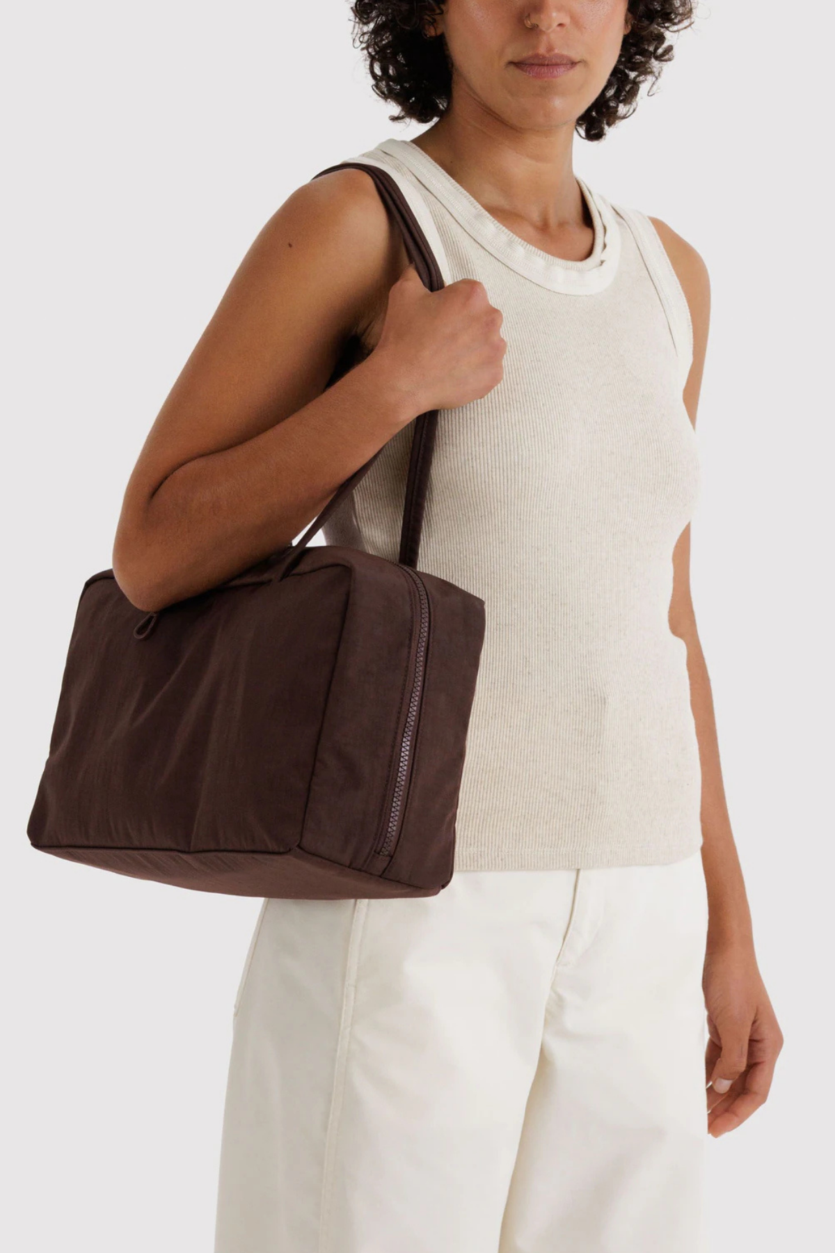 Baggu Medium Nylon Bowler Bag in Coffee at Parc Shop