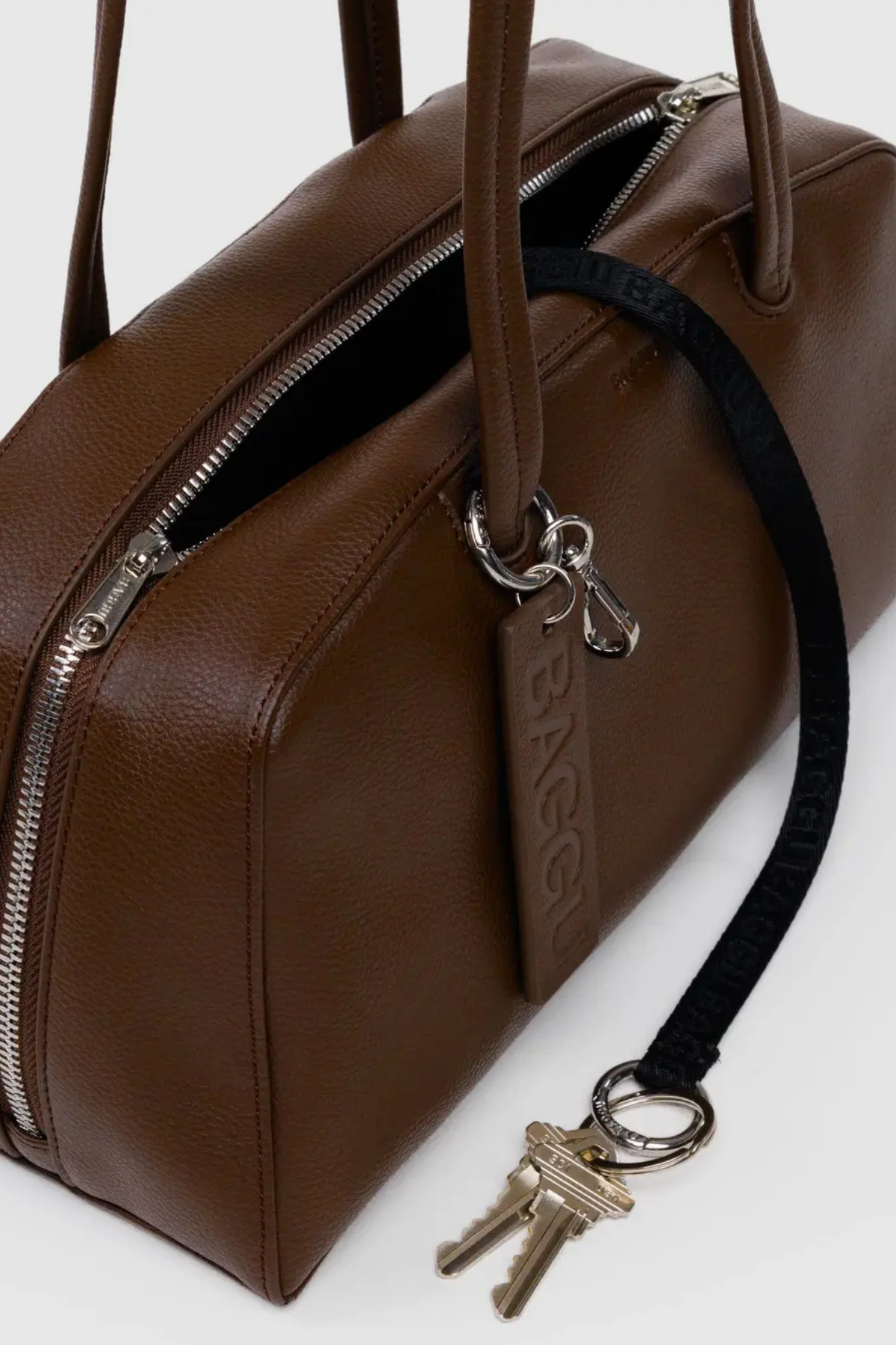 Baggu Recycled Leather Bowler Bag in Brown at Parc Shop