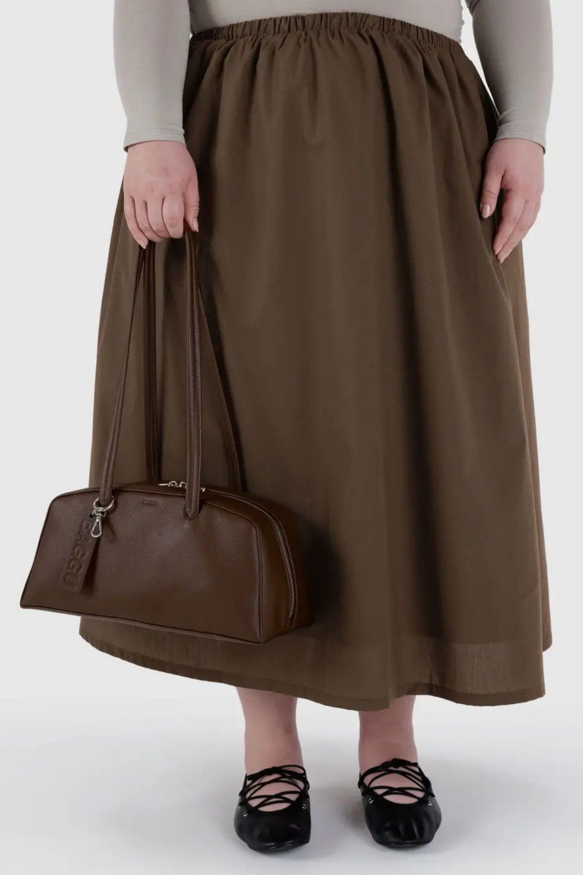 Baggu Recycled Leather Bowler Bag in Brown at Parc Shop