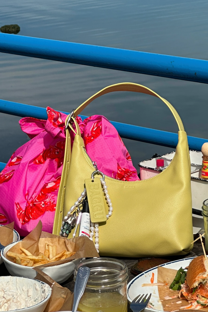 Baggu Mini Recycled Leather Shoulder Bag in Straw at Parc Shop | Minneapolis, MN