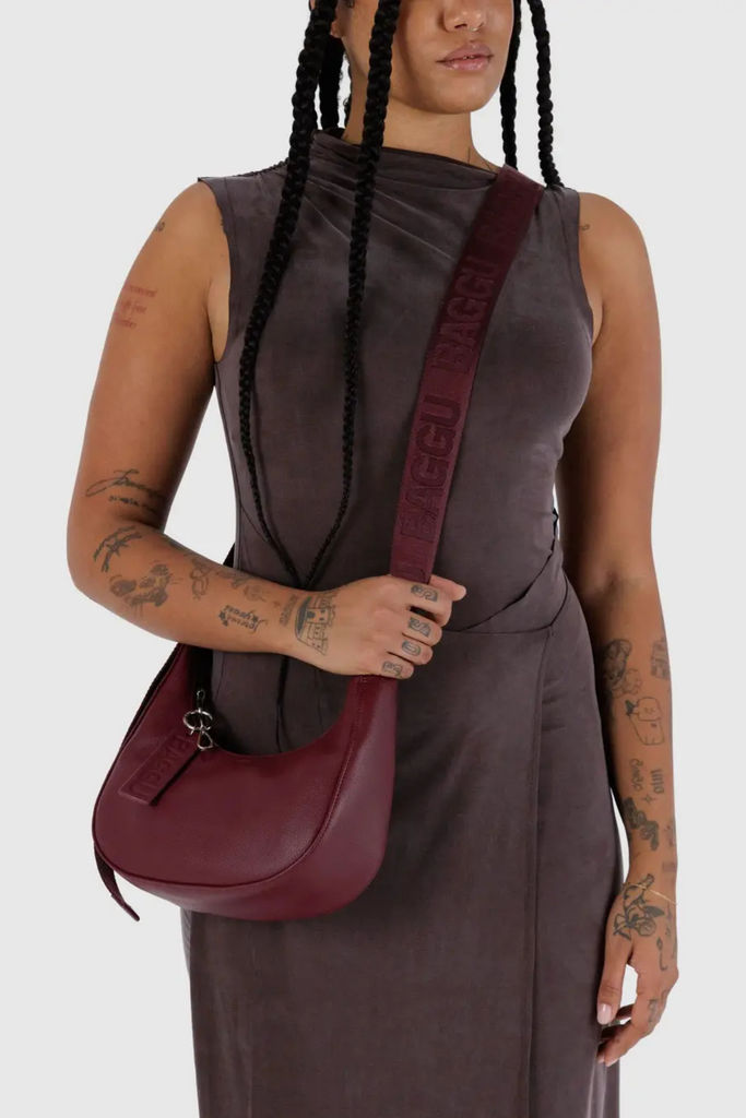Baggu Small Recycled Leather Crescent Bag in Mahogany at Parc Shop | Minneapolis, MN