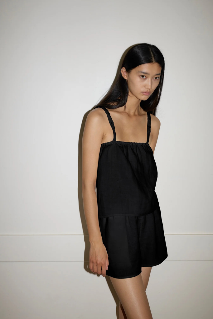 Deiji Studios Button Linen Set in Black at Parc Shop | Minneapolis, MN
