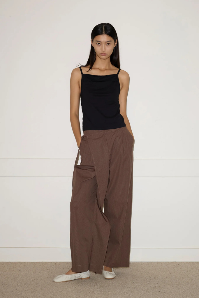 Deiji Double Layer Pant in Carob Check at Parc Shop | Minneapolis, MN