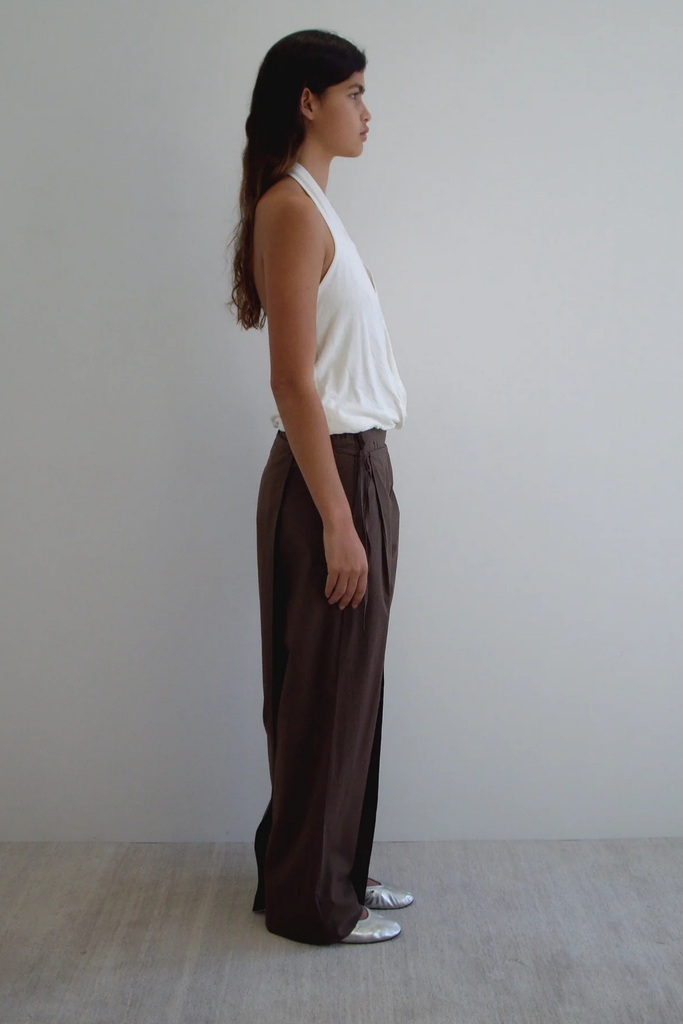 Deiji Double Layer Pant in Carob Check at Parc Shop | Minneapolis, MN