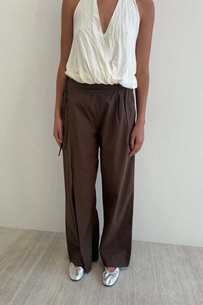 Deiji Double Layer Pant in Carob Check at Parc Shop | Minneapolis, MN