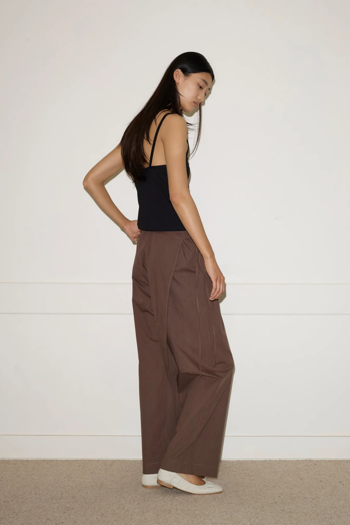 Deiji Double Layer Pant in Carob Check at Parc Shop | Minneapolis, MN