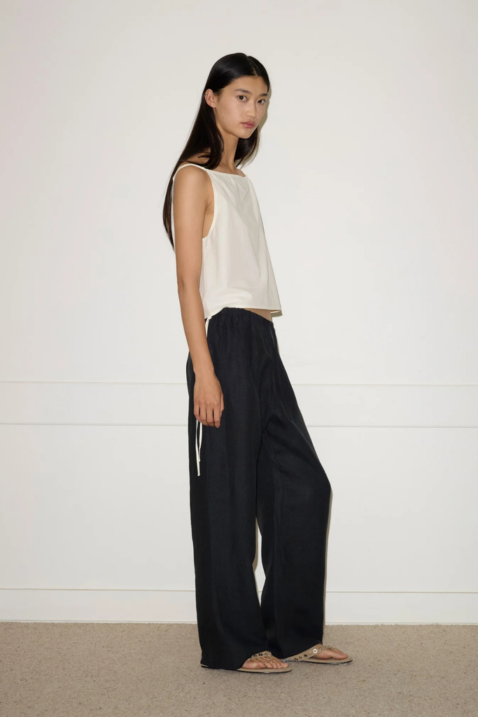 Deiji Studios Double Waist Linen Pant in Black at Parc Shop | Minneapolis, MN