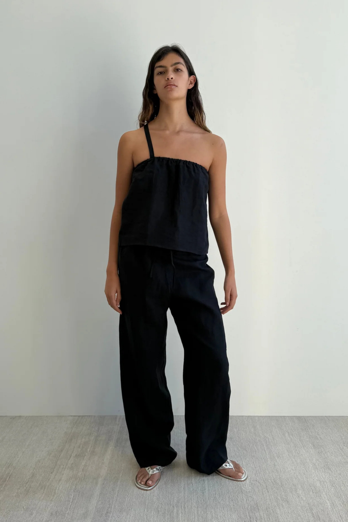 Deiji Studios Double Waist Linen Pant in Black at Parc Shop | Minneapolis, MN