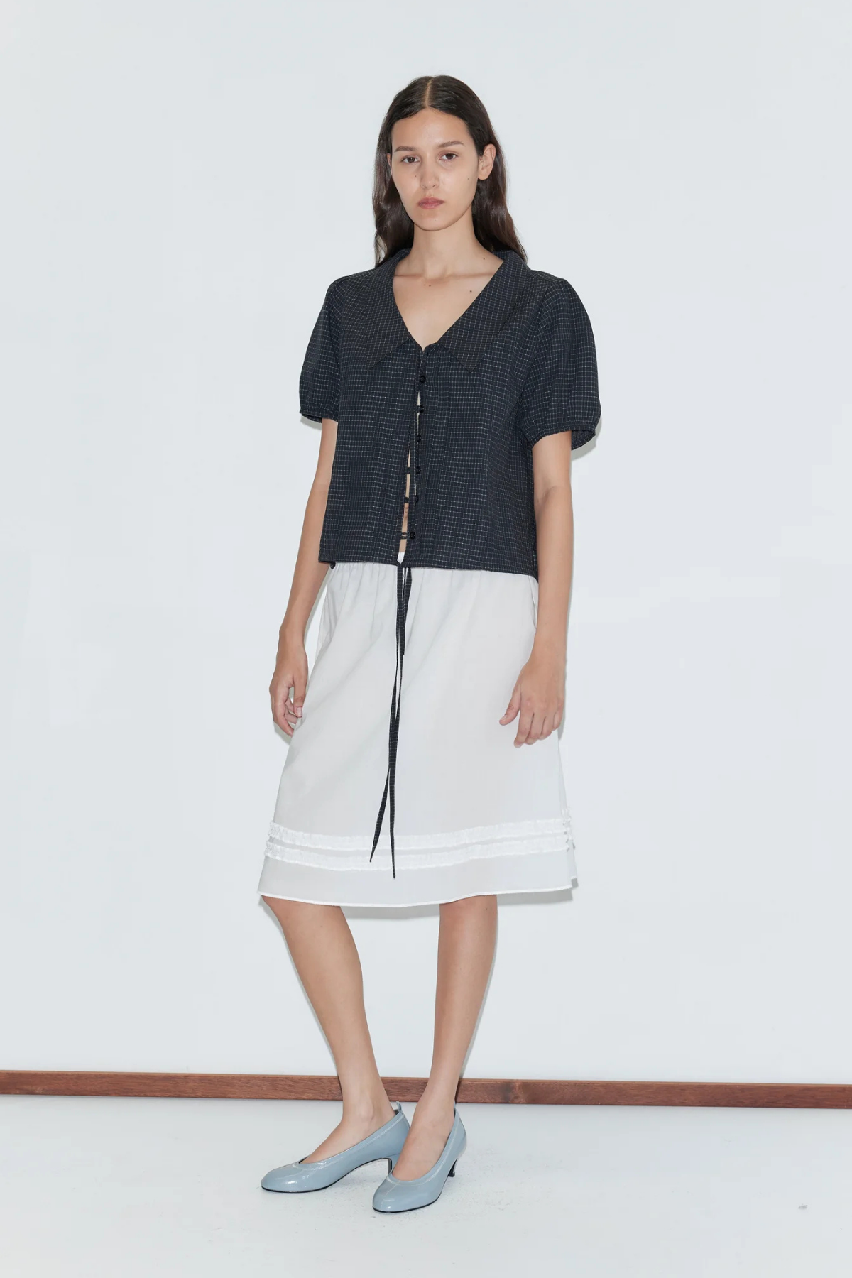 Fine Collar Top - Mono Black - Deiji Studios - Parc Shop
