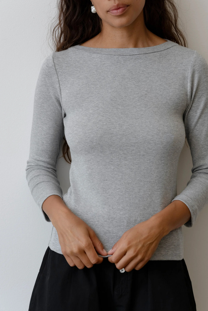 Donni Baby Rib Boat Neck in Heather Grey at Parc Shop | Minneapolis, MN