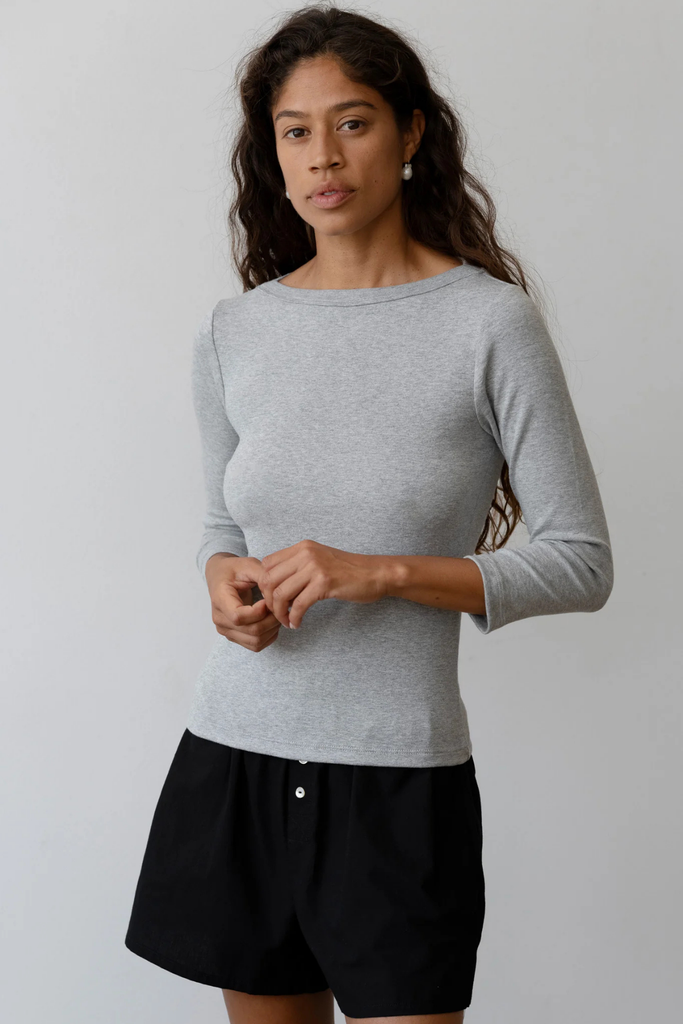 Donni Baby Rib Boat Neck in Heather Grey at Parc Shop | Minneapolis, MN