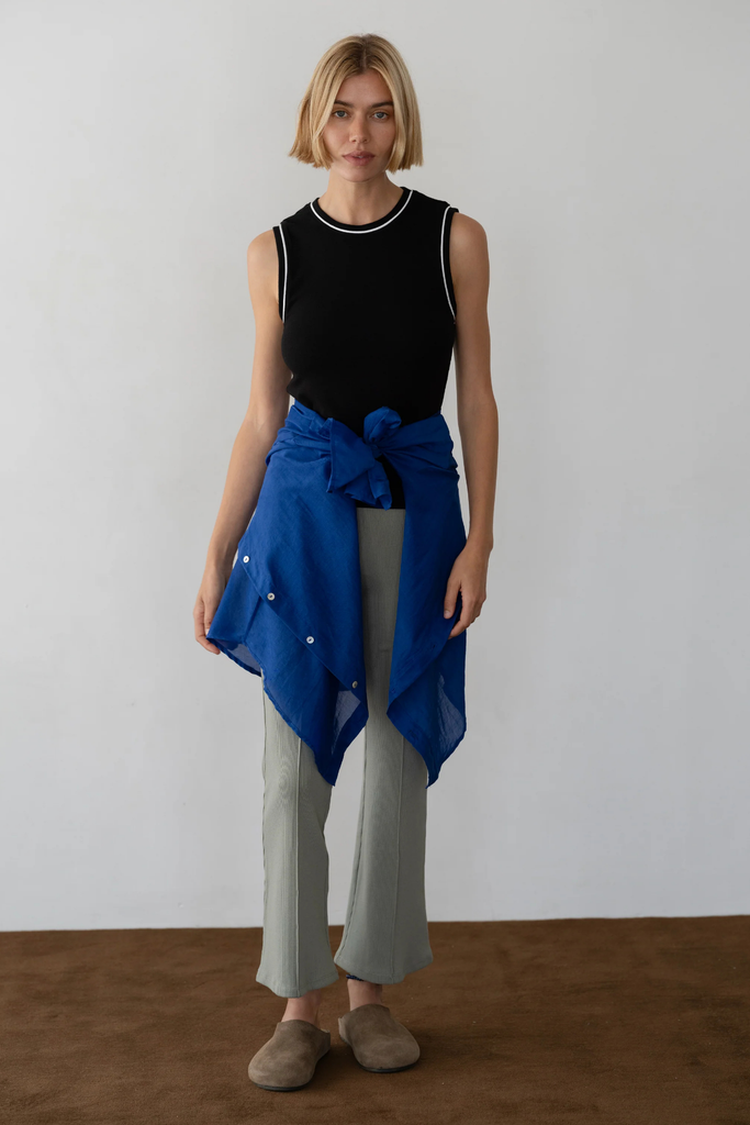 Donni Baby Rib Contrast Tank in Jet at Parc Shop | Minneapolis, MN